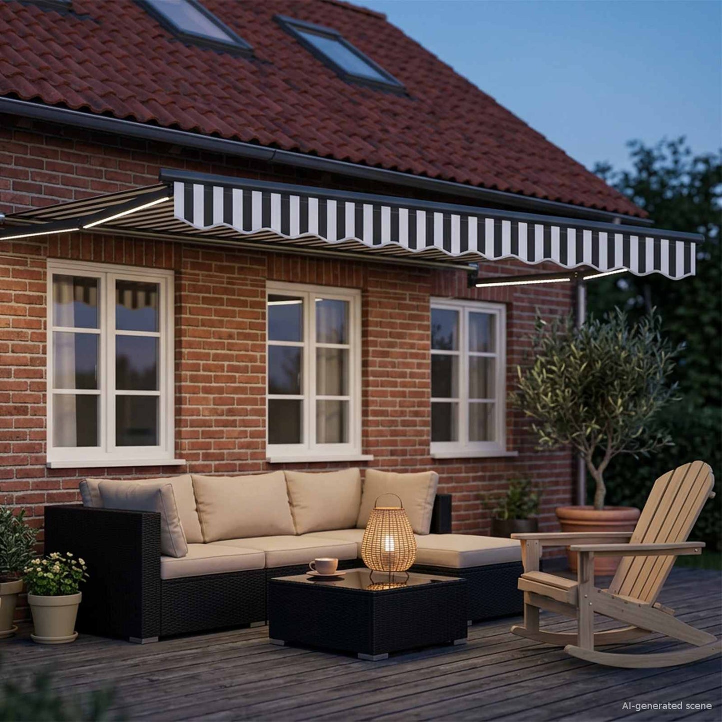 Manual Retractable Awning with LEDs 2.5 x 2 m