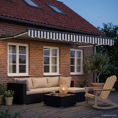 Manual Retractable Awning with LEDs 2.5 x 2 m