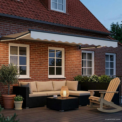 Manual Retractable Awning with LEDs 2.5 x 2 m