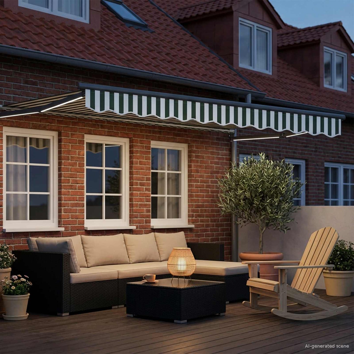 Manual Retractable Awning with LEDs 2.5 x 2 m