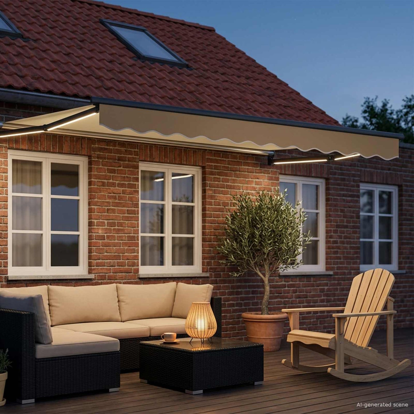 Manual Retractable Awning with LEDs 3 x 2 m