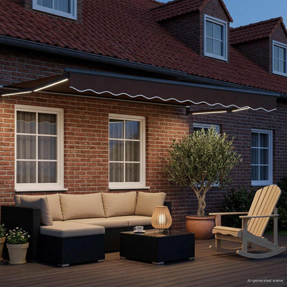 Manual Retractable Awning with LEDs 3 x 2 m