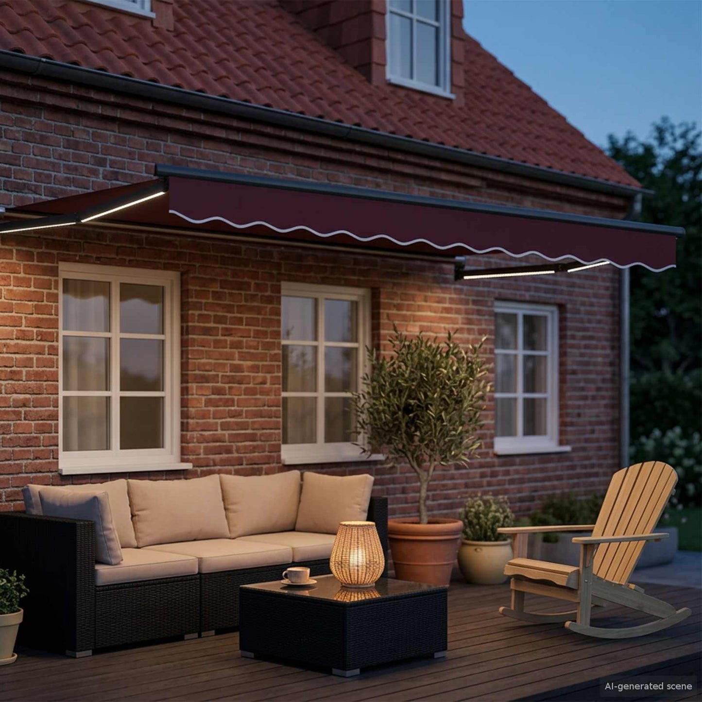 Manual Retractable Awning with LEDs 3.5 x 2 m