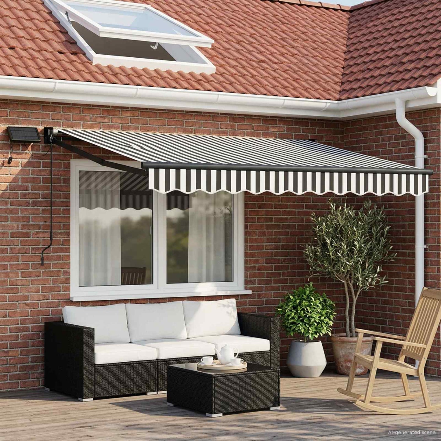 Manual Retractable Awning with LEDs 3.5 x 2 m