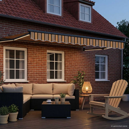 Manual Retractable Awning with LEDs 3.5 x 2 m