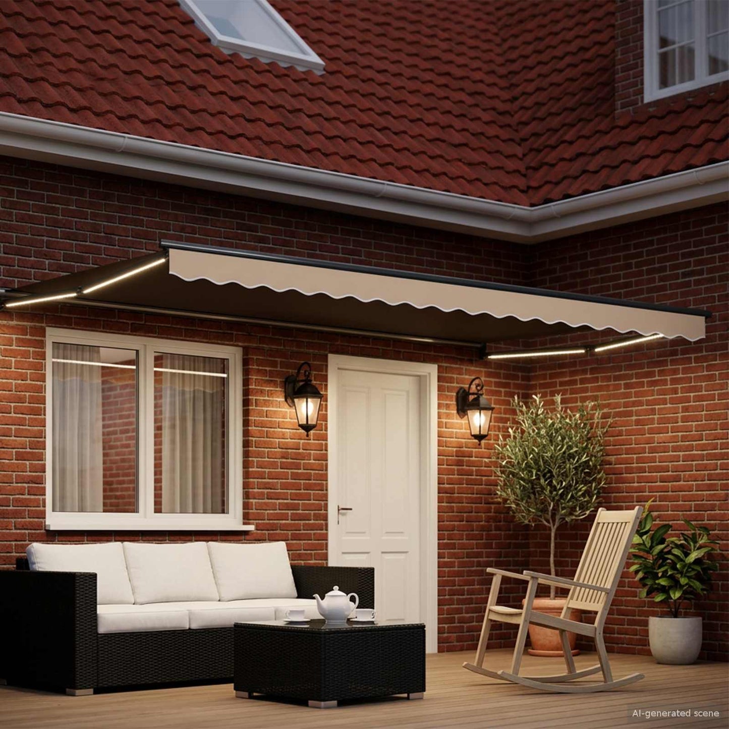 Manual Retractable Awning with LEDs 4 x 2 m