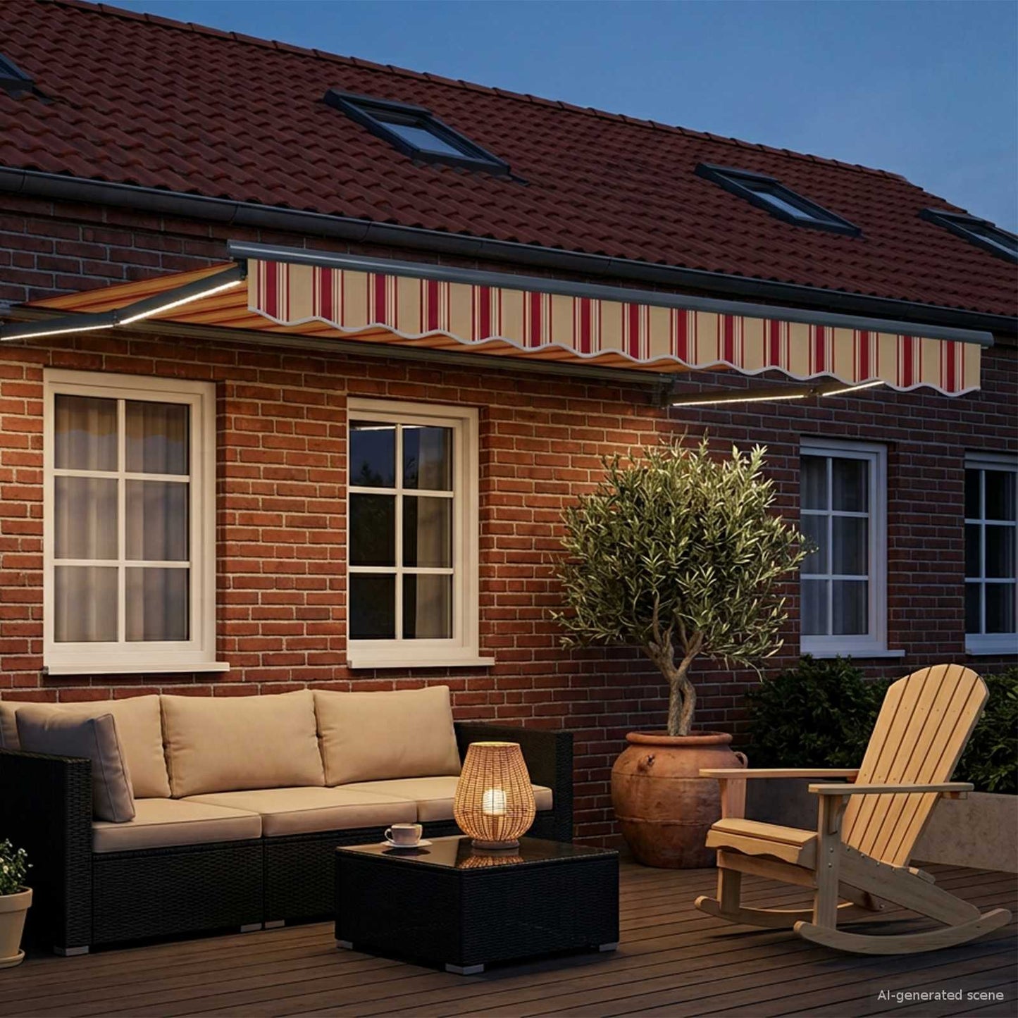 Manual Retractable Awning with LEDs Multicolour 3 x 2.5 m