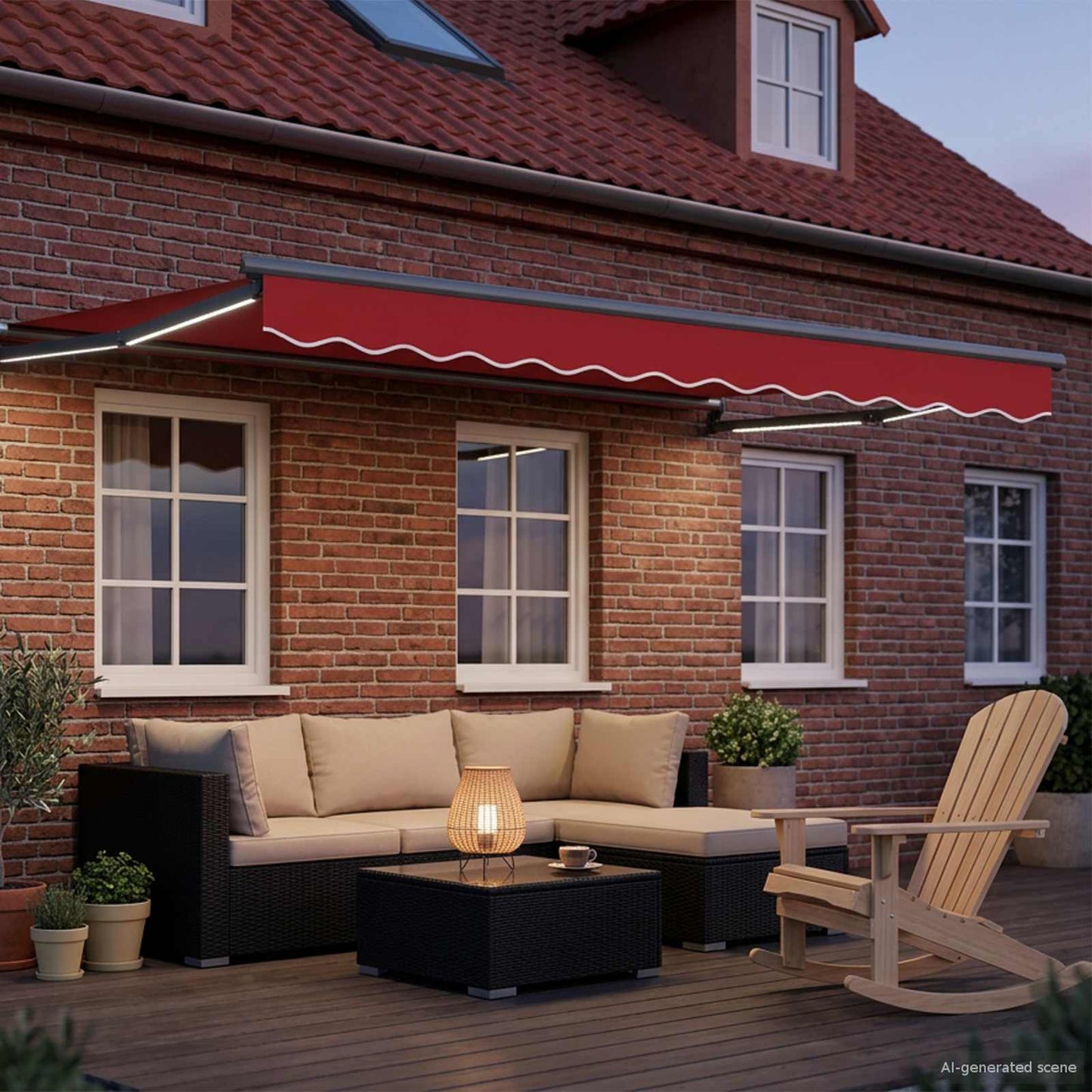 Manual Retractable Awning with LEDs 3 x 2.5 m