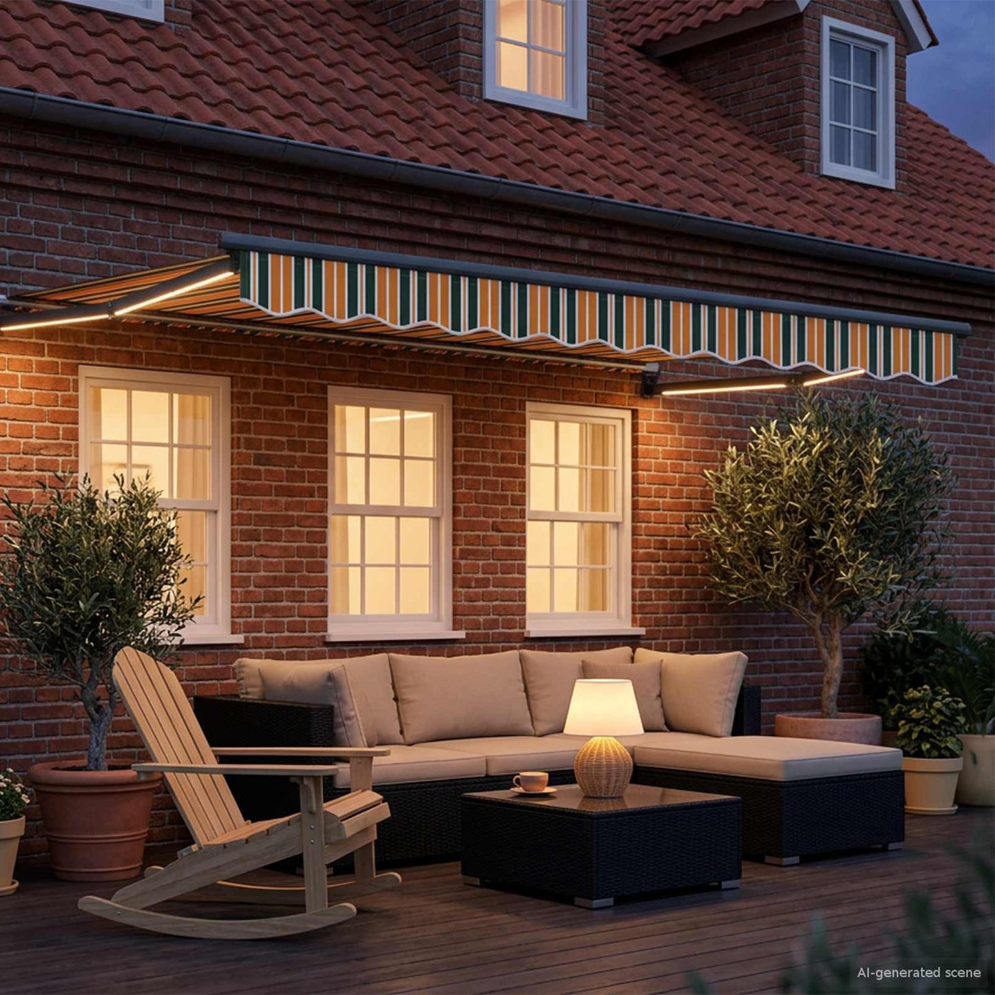 Manual Retractable Awning with LEDs 3 x 2.5 m