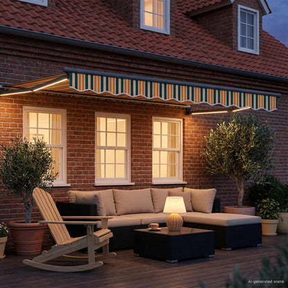 Manual Retractable Awning with LEDs 3 x 2.5 m