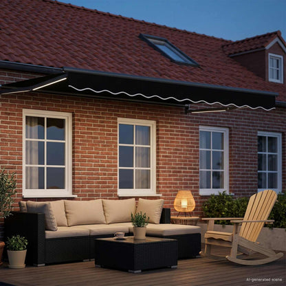 Manual Retractable Awning with LEDs 3.5 x 2.5 m