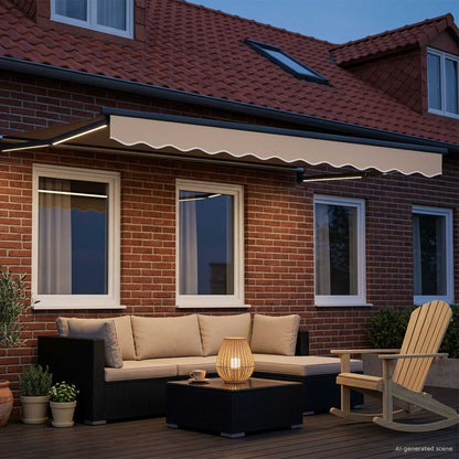 Manual Retractable Awning with LEDs 3.5 x 2.5 m