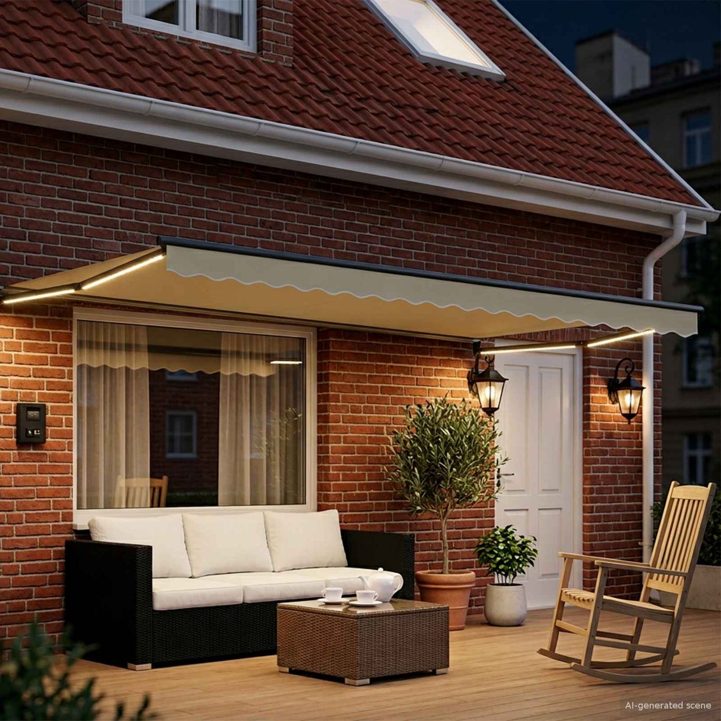 Manual Retractable Awning with LEDs 4 x 3 m