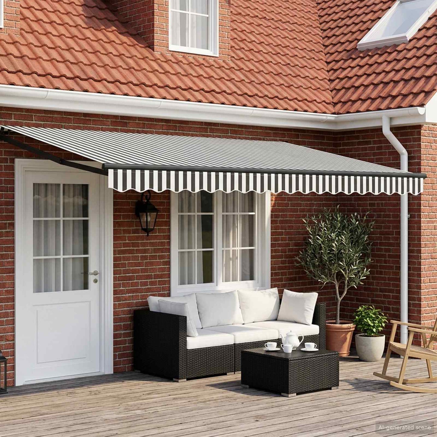 Manual Retractable Awning with LEDs 4 x 3 m