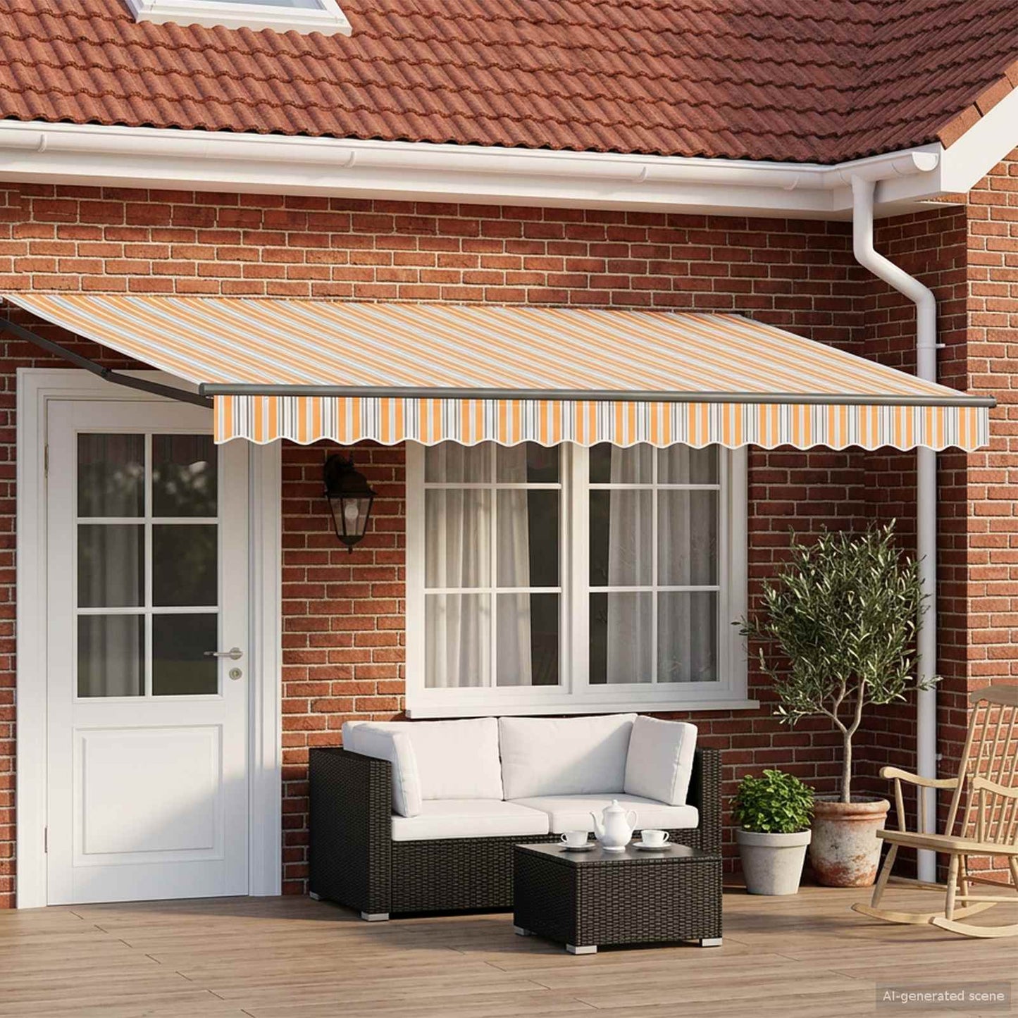 Manual Retractable Awning with LEDs 4 x 3 m