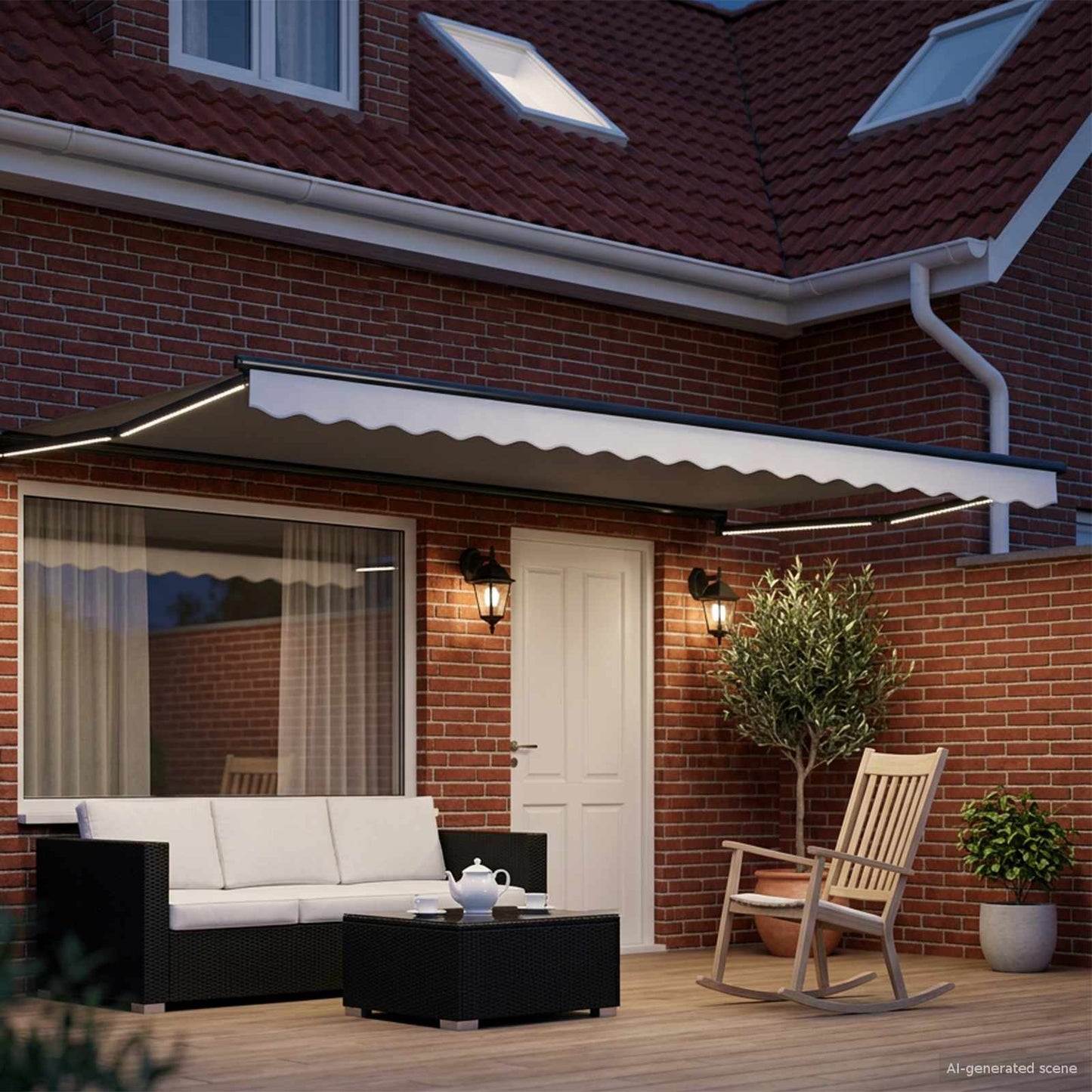 Manual Retractable Awning with LEDs 4 x 3 m