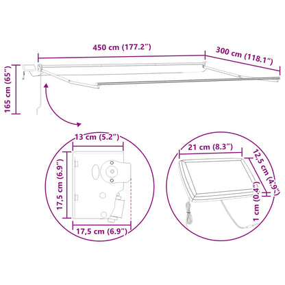 Manual Retractable Awning with LEDs 4.5 x 3 m