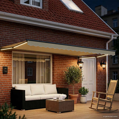 Manual Retractable Awning with LEDs 4.5 x 3 m
