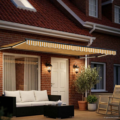 Manual Retractable Awning with LEDs 4.5 x 3 m
