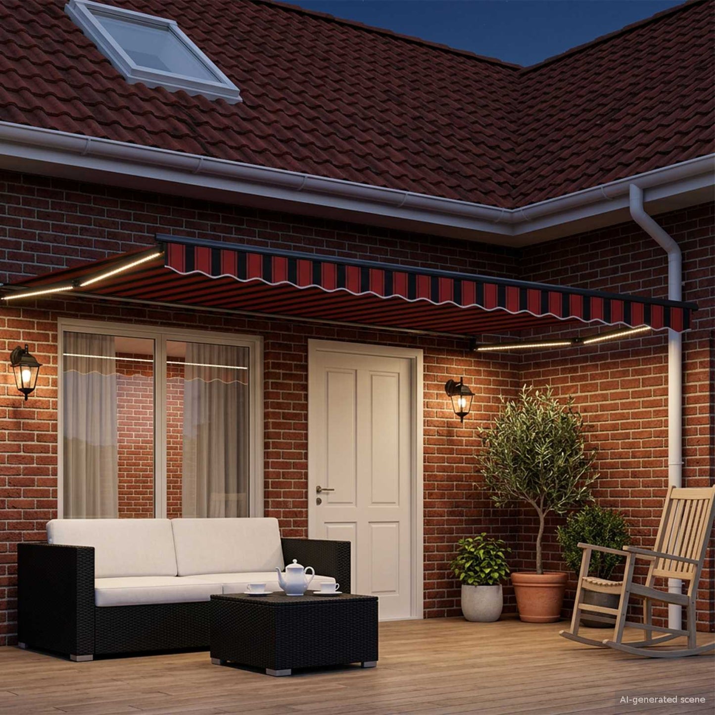 Manual Retractable Awning with LEDs 4.5 x 3 m