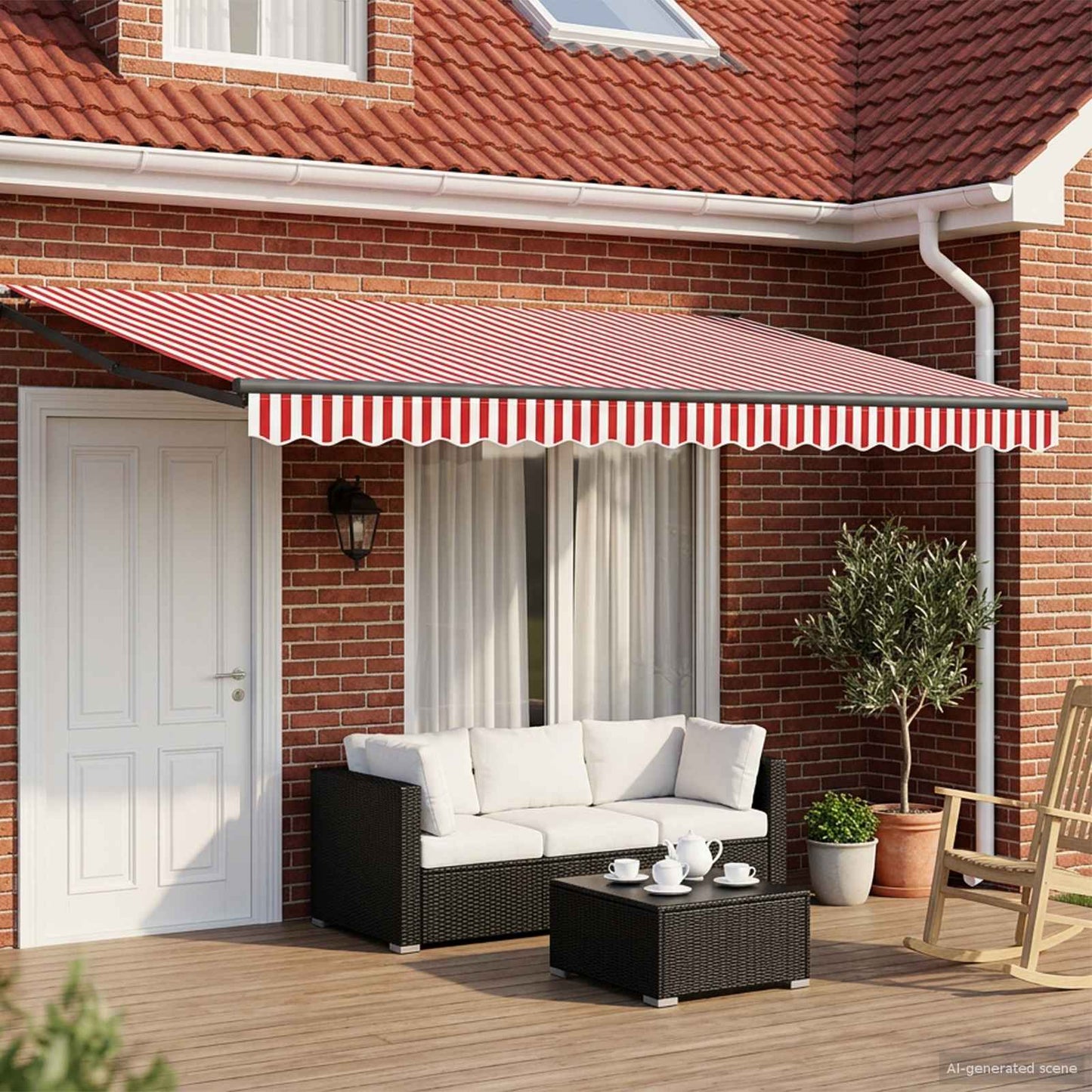 Manual Retractable Awning with LEDs 4.5 x 3 m