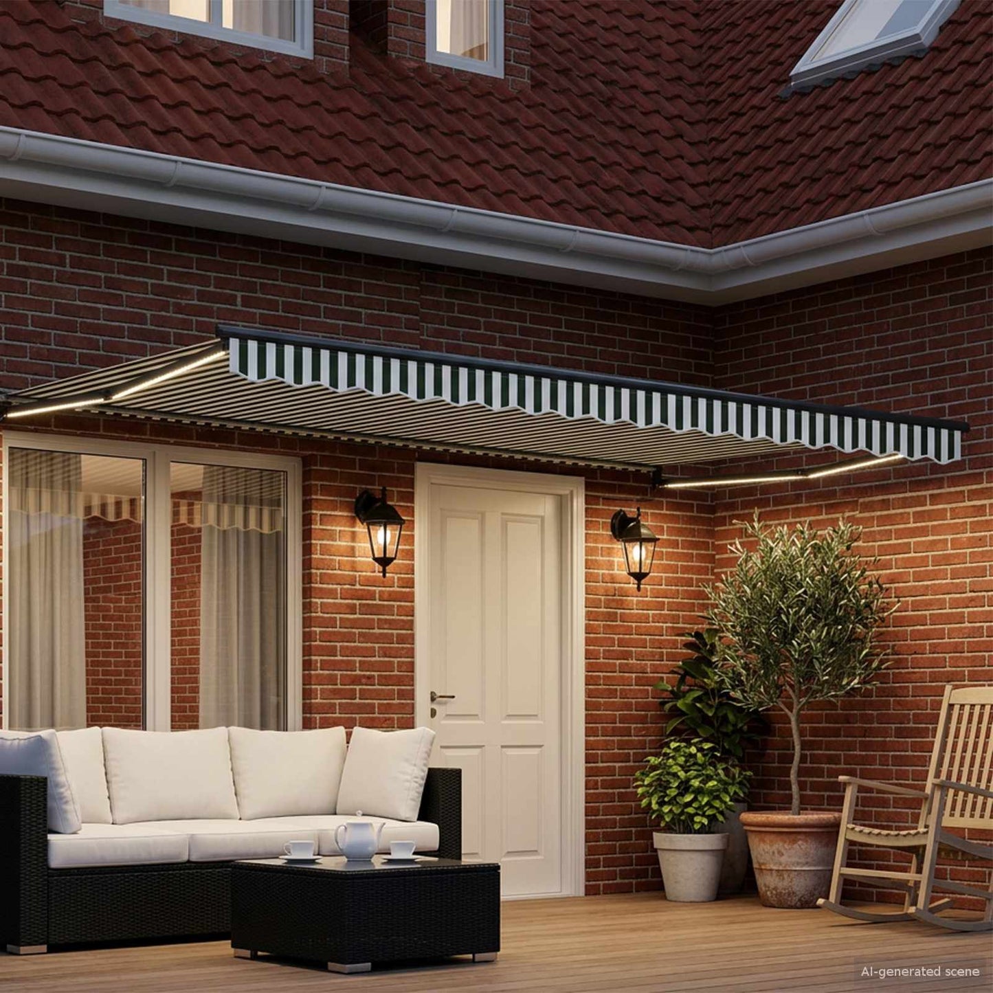 Manual Retractable Awning with LEDs 4.5 x 3 m