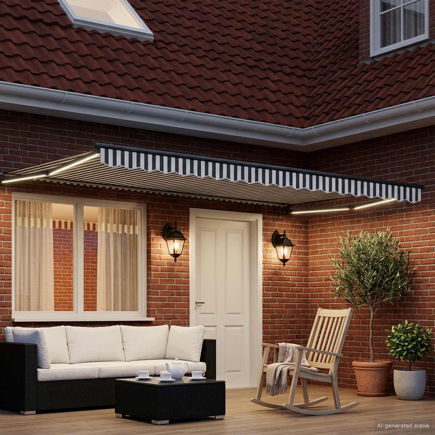 Manual Retractable Awning with LEDs 5 x 3 m