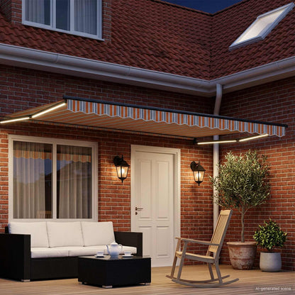 Manual Retractable Awning with LEDs 5 x 3 m