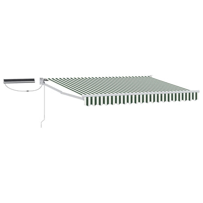 Electric Retractable Awning Green and White 2.5 x 2 m