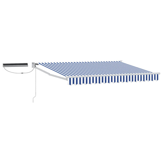 Solar Electric Awning 3.5 x 2 m Blue and White Stripe