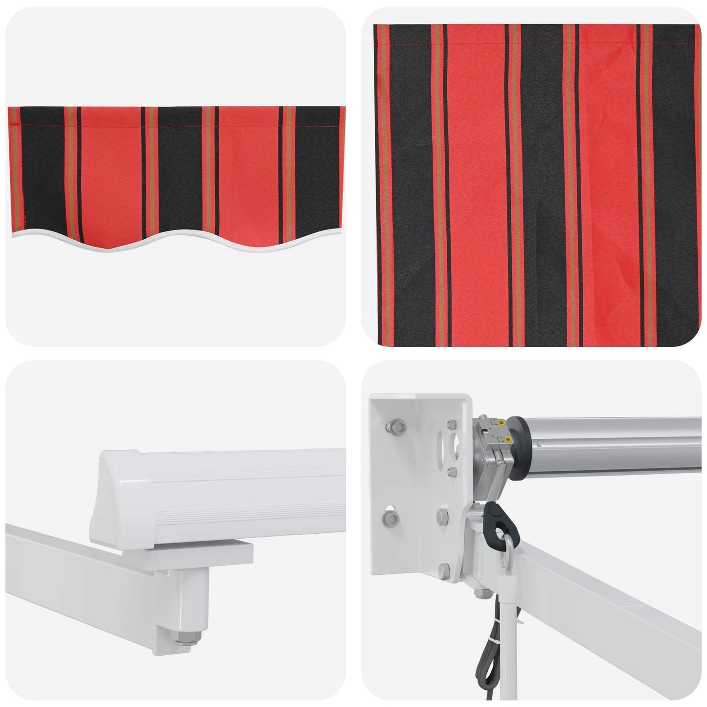 Electric Retractable Awning Orange, Black and White 3.5 x 2 m