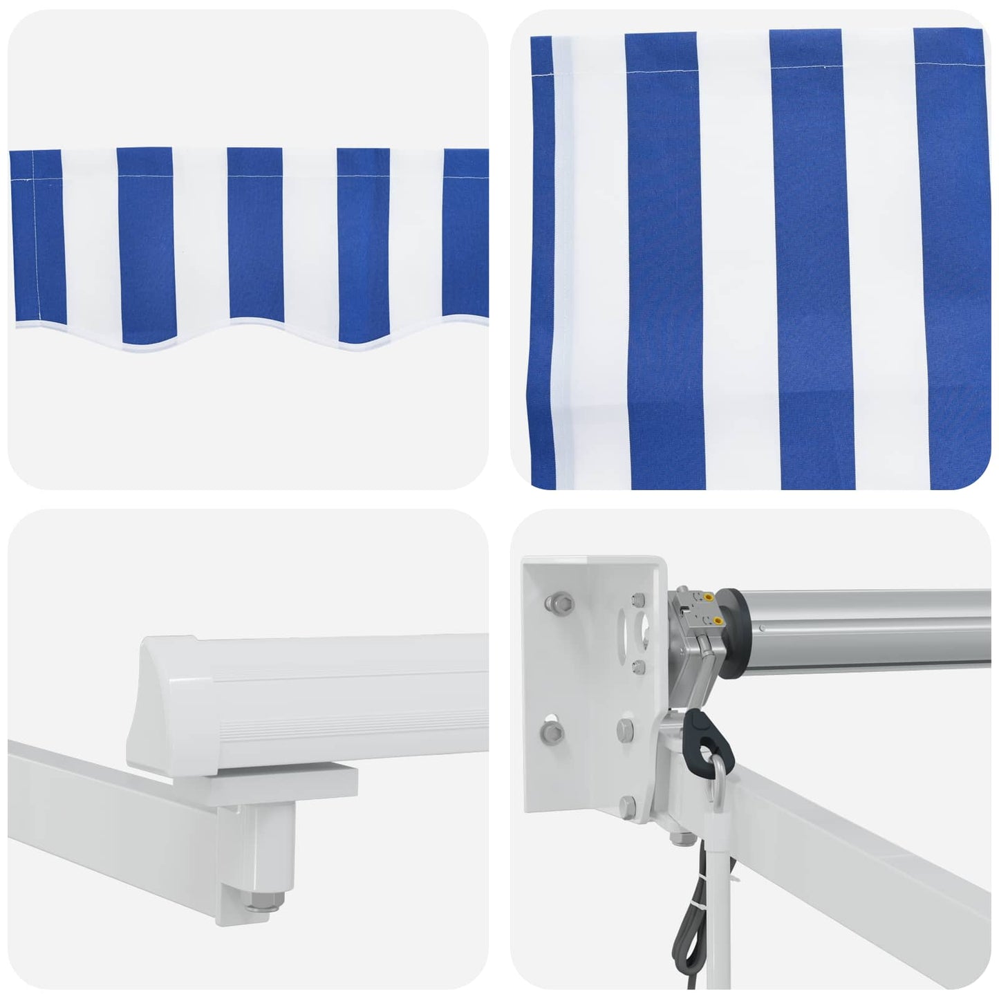 Electric Retractable Awning Blue and White 3 x 2.5 m
