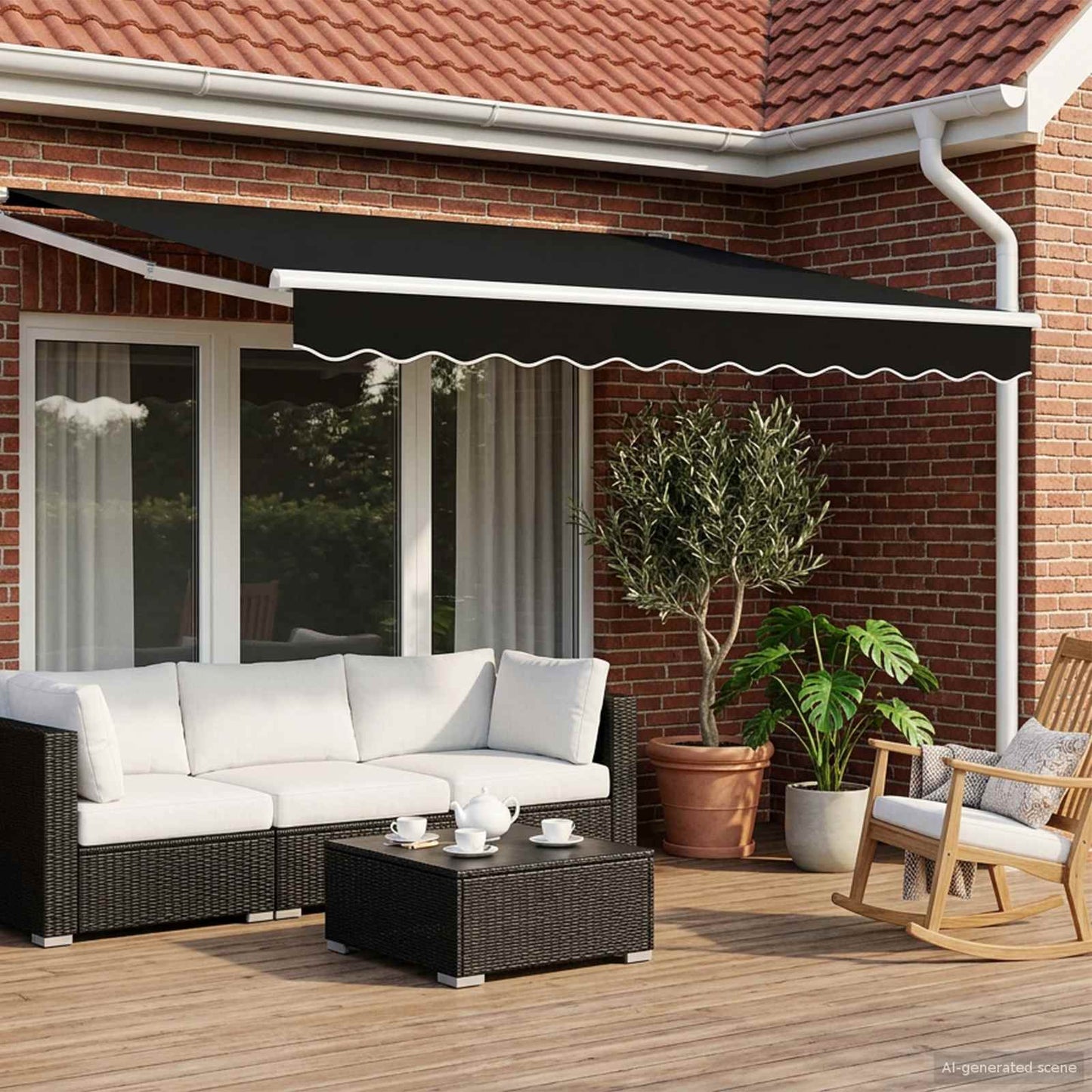 Electric Retractable Awning Black and White 3 x 2.5 m
