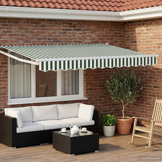 Solar Electric Awning 3 x 2.5 m Green and White Stripe
