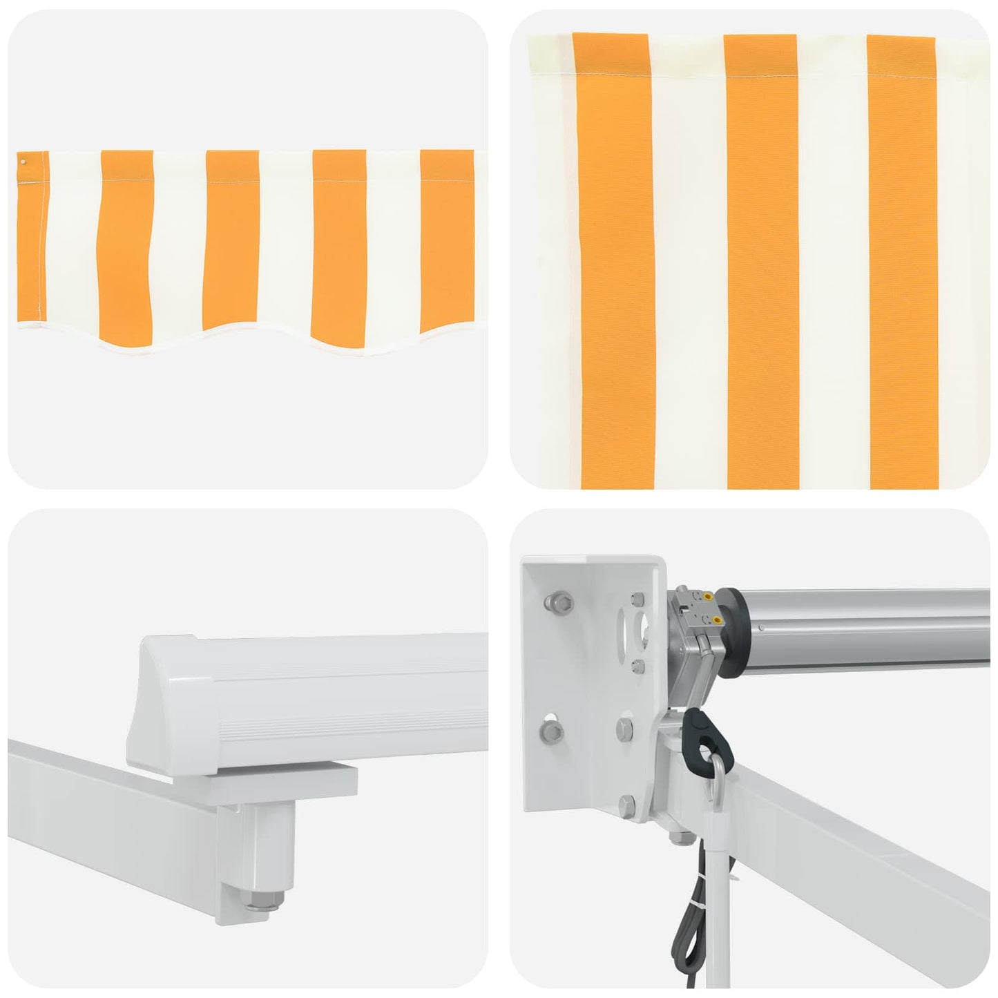 Electric Retractable Awning Yellow and White 3.5 x 2.5 m
