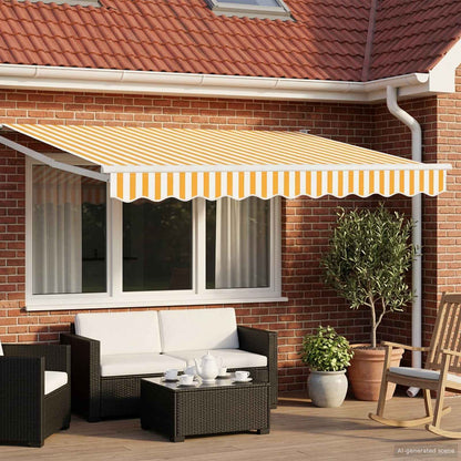 Electric Retractable Awning Yellow and White 3.5 x 2.5 m