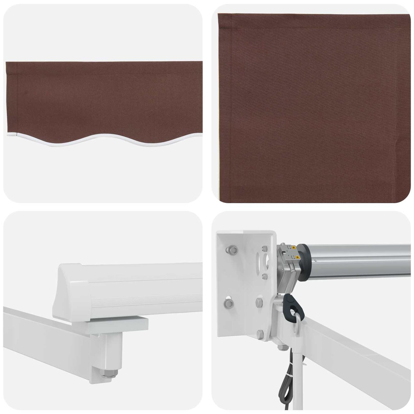 Electric Retractable Awning Brown and White 3.5 x 2.5 m