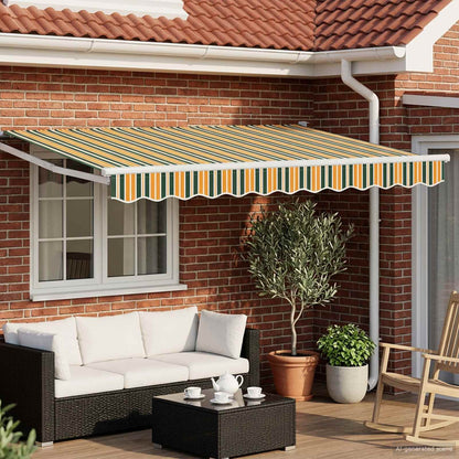 Electric Retractable Awning Green, Yellow and White 3.5 x 2.5 m
