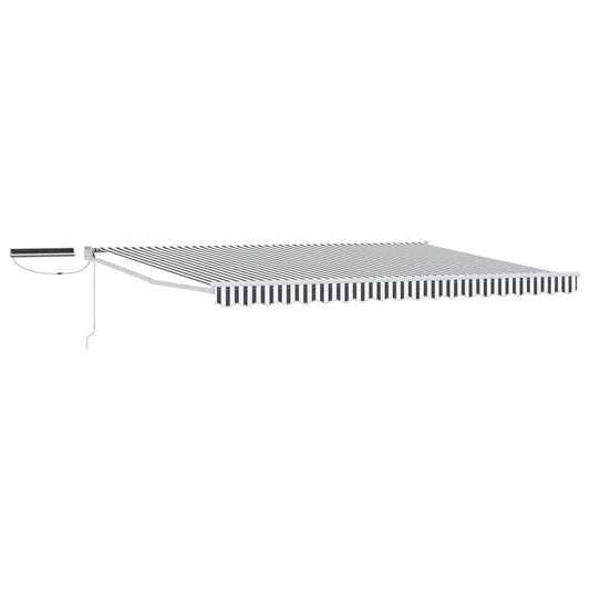 Solar Electric Awning 4 x 3 m Anthracite and White Stripe