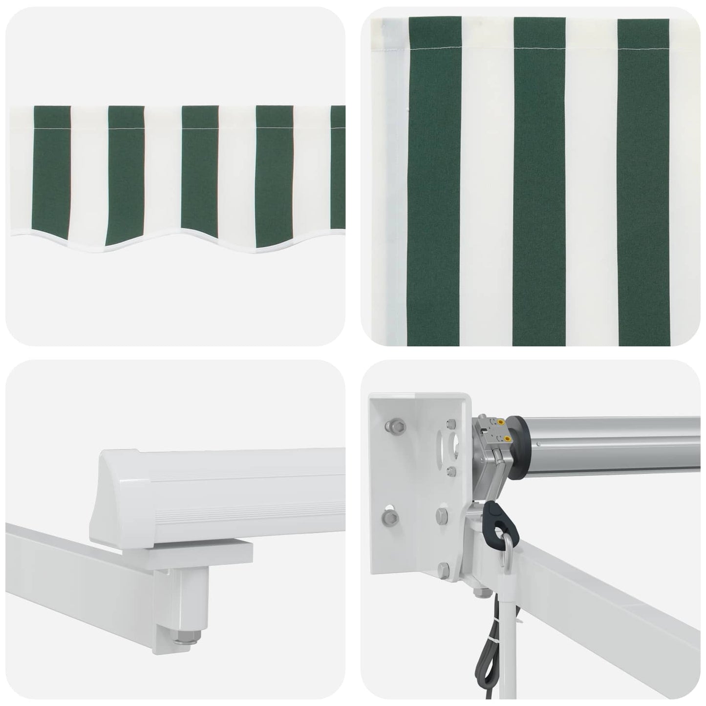 Electric Retractable Awning Green and White 4.5 x 3 m
