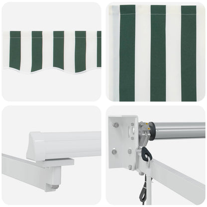 Electric Retractable Awning Green and White 4.5 x 3 m