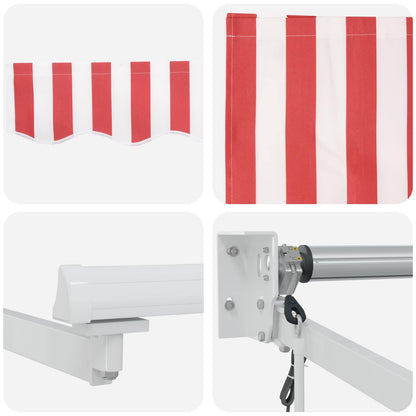 Electric Retractable Awning Red and White 5 x 3 m