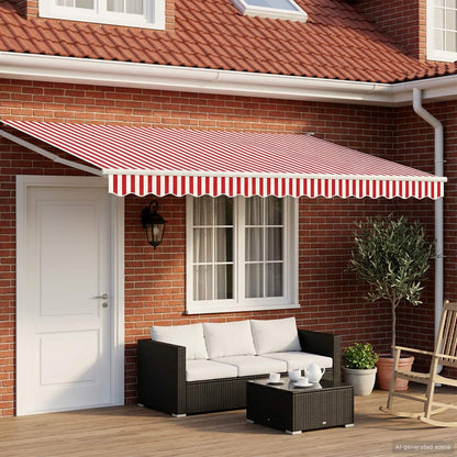 Electric Retractable Awning Red and White 5 x 3 m