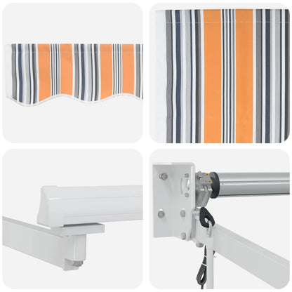 Electric Retractable Awning Grey, Orange and White 5 x 3 m
