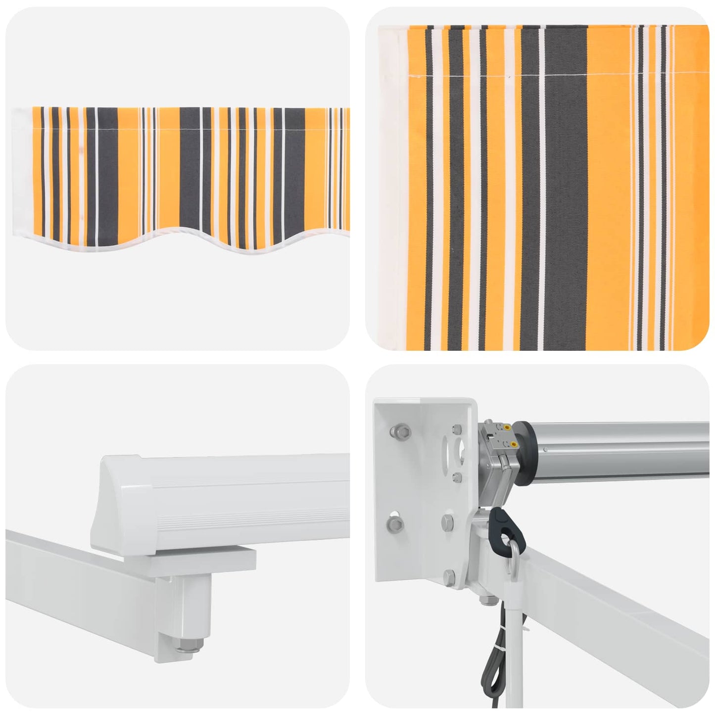 Electric Retractable Awning Yellow, Grey and White 5 x 3 m