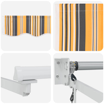 Electric Retractable Awning Yellow, Grey and White 5 x 3 m