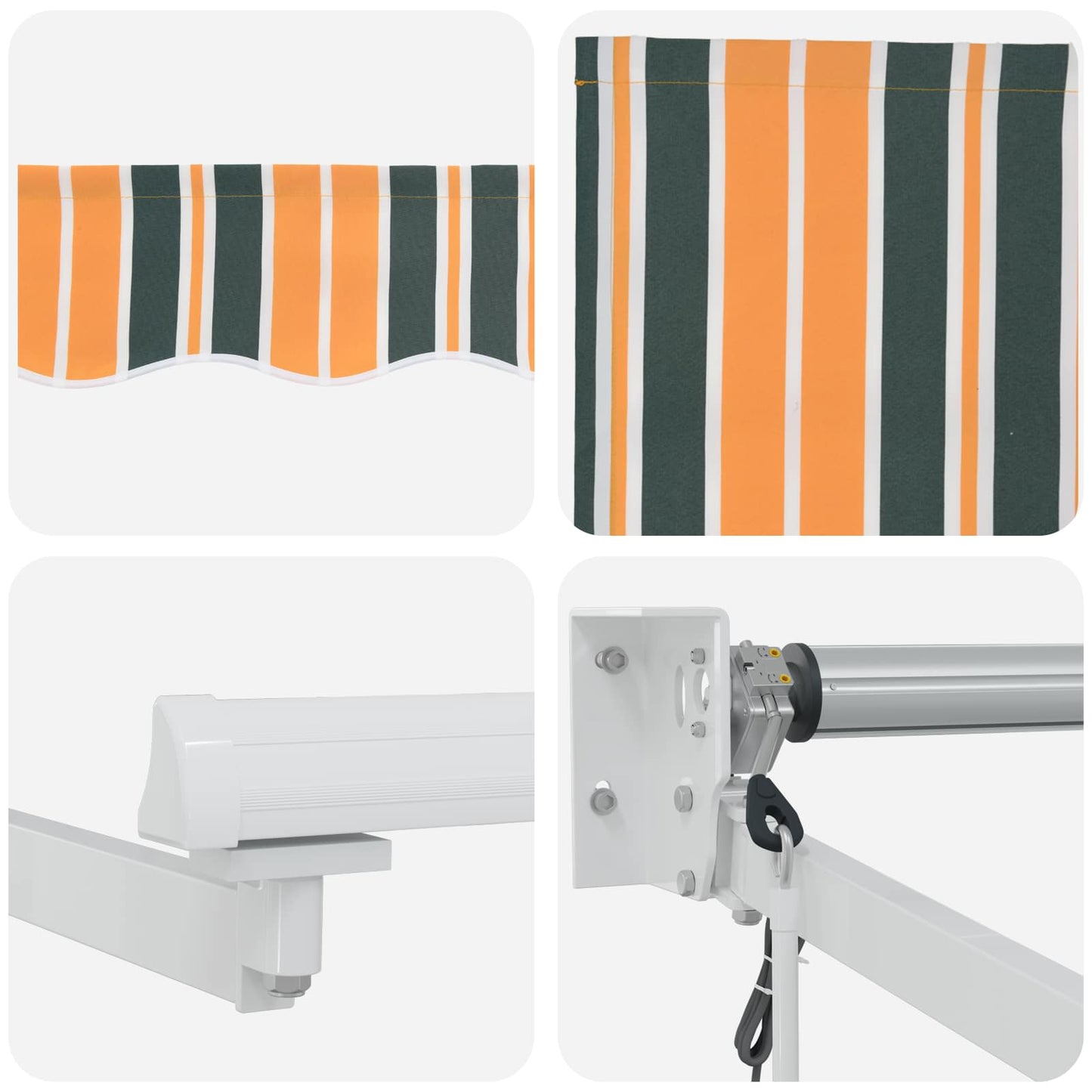 Electric Retractable Awning Green, Yellow and White 5 x 3 m