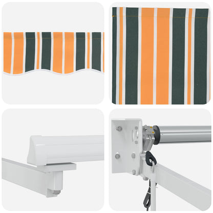 Electric Retractable Awning Green, Yellow and White 5 x 3 m
