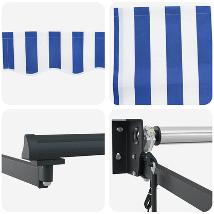 Electric Retractable Awning Blue, White and Anthracite 3 x 2 m