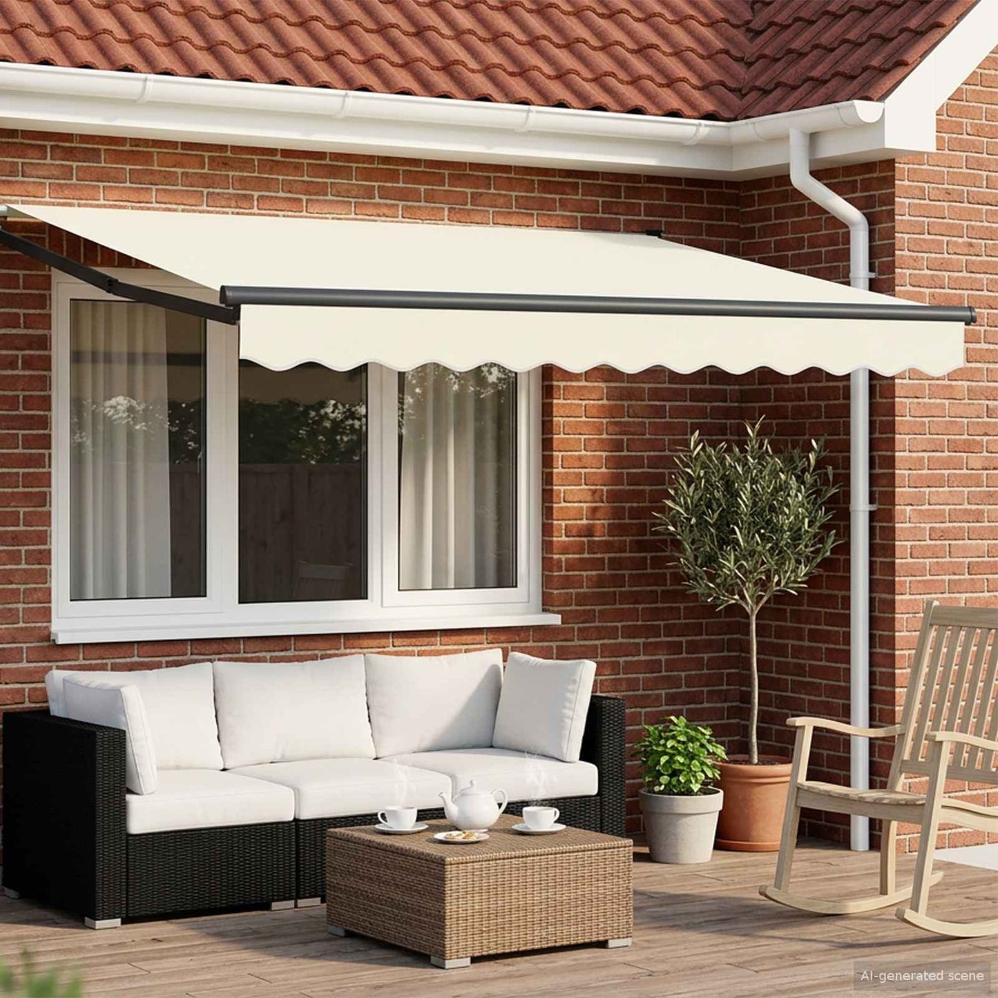 Electric Retractable Awning Cream and Anthracite 3.5 x 2 m